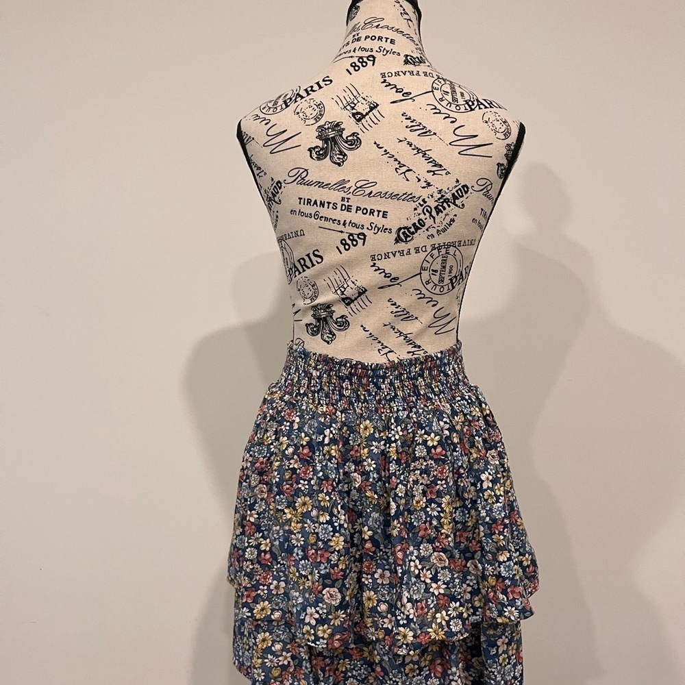I.N. Women's Floral Blue Ruffle Skirt - Picture 3 of 3